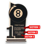 Trophy Award - PERSONALIZED - Billiards Pool - 1st 2nd 3rd Place - 9x5 Inches