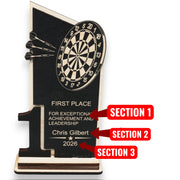 Trophy Award - PERSONALIZED - Darts - 1st 2nd 3rd Place - 9x5 Inches