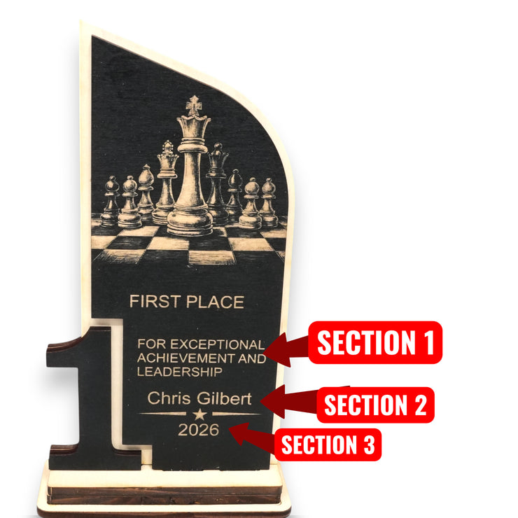 Trophy Award - PERSONALIZED - Chess - 1st 2nd 3rd Place - 9x5 Inches