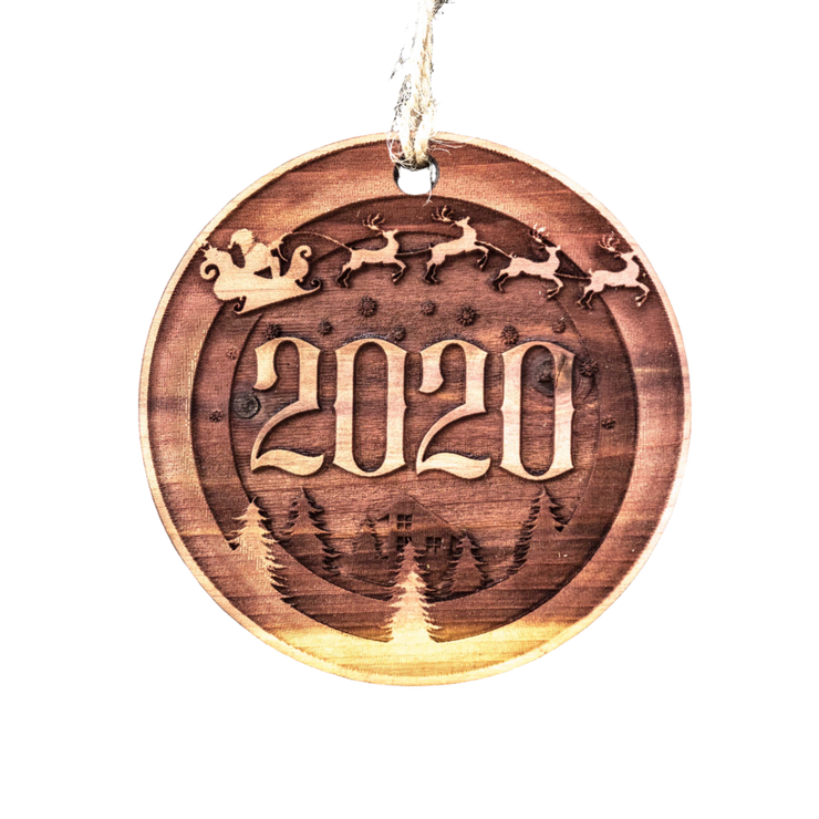 2020 Christmas - Raw Cedar Ornament 3x3in
