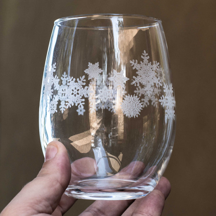 15oz Stemless Wine Glass - Snowflakes