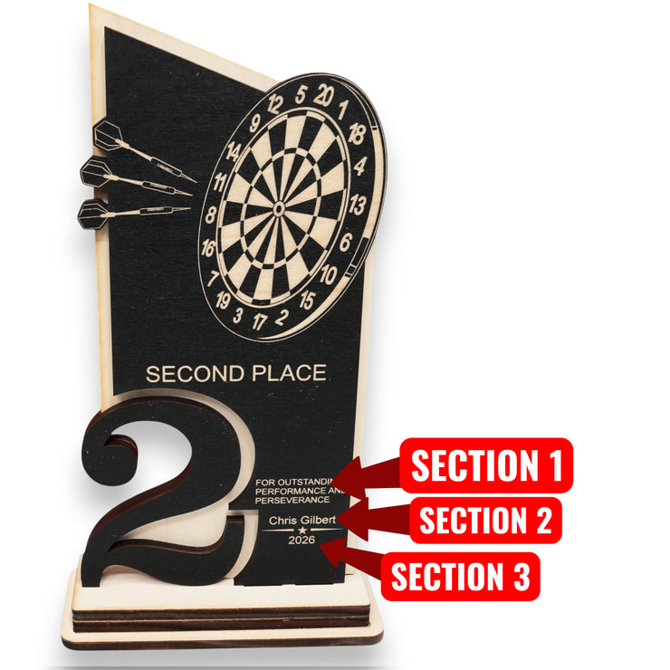 Trophy Award - PERSONALIZED - Darts - 1st 2nd 3rd Place - 9x5 Inches