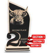 Trophy Award - PERSONALIZED - Highland Cow - 1st 2nd 3rd Place - 9x5 Inches