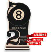 Trophy Award - PERSONALIZED - Billiards Pool - 1st 2nd 3rd Place - 9x5 Inches