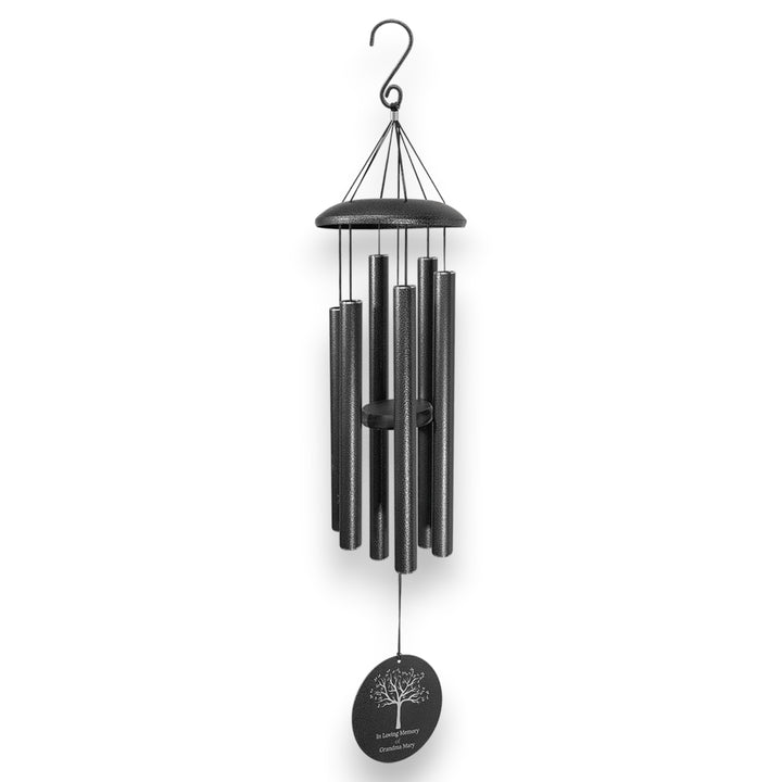HipFlaskPlus personalized Highland Cow black powder coated wind chime showing the wind disk