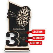 Trophy Award - PERSONALIZED - Darts - 1st 2nd 3rd Place - 9x5 Inches