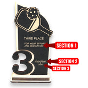 Trophy Award - PERSONALIZED - Pickleball - 1st 2nd 3rd Place - 9x5 Inches