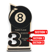 Trophy Award - PERSONALIZED - Billiards Pool - 1st 2nd 3rd Place - 9x5 Inches