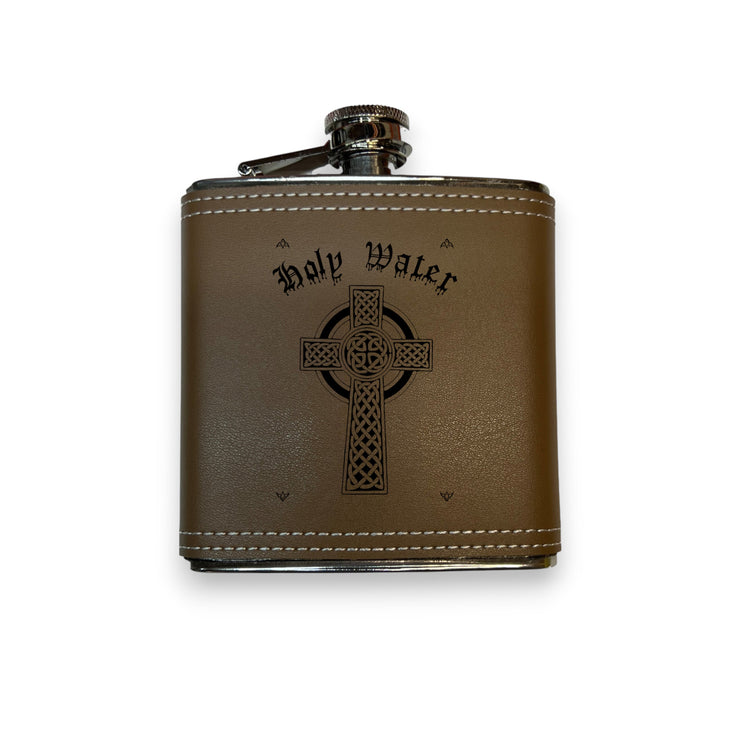 8oz Celtic Cross Holy Water Flask