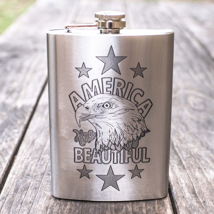 8oz America the Beautiful Stainless Steel Flask