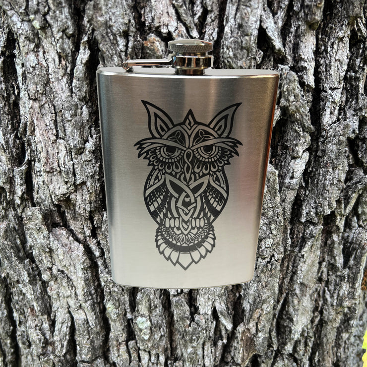 8oz Celtic Owl Stainless Steel Flask