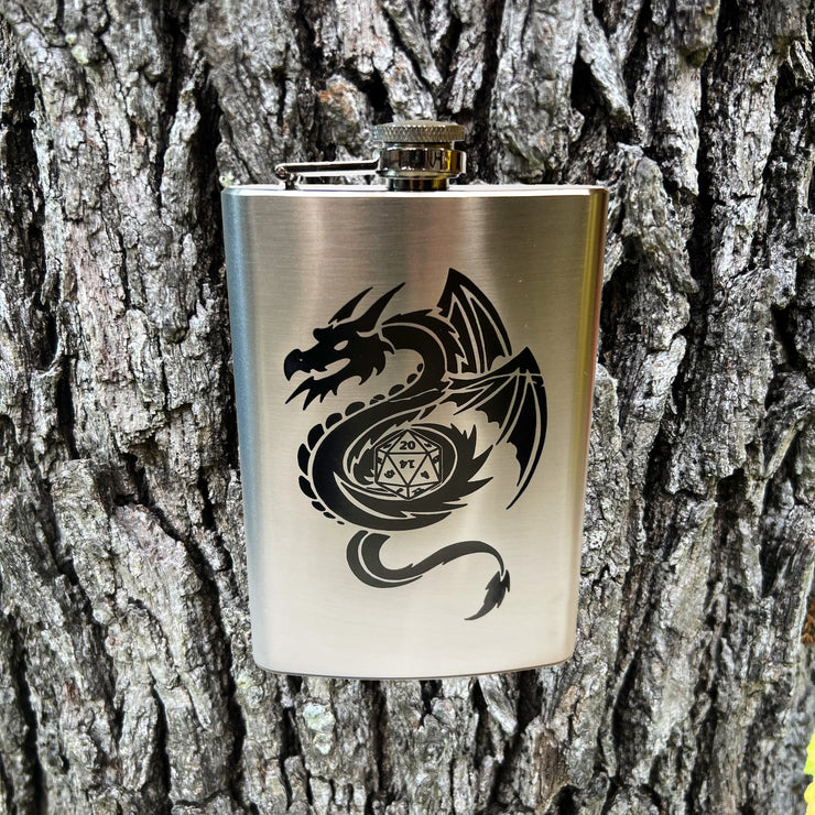 8oz Dragon D20 Stainless Steel Flask