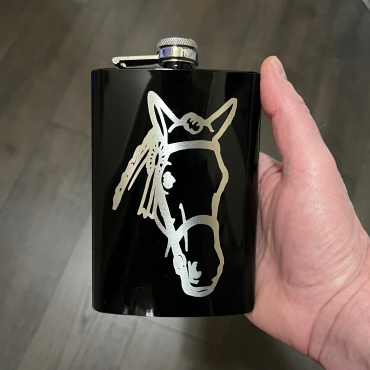 8oz Horse BLACK Flask
