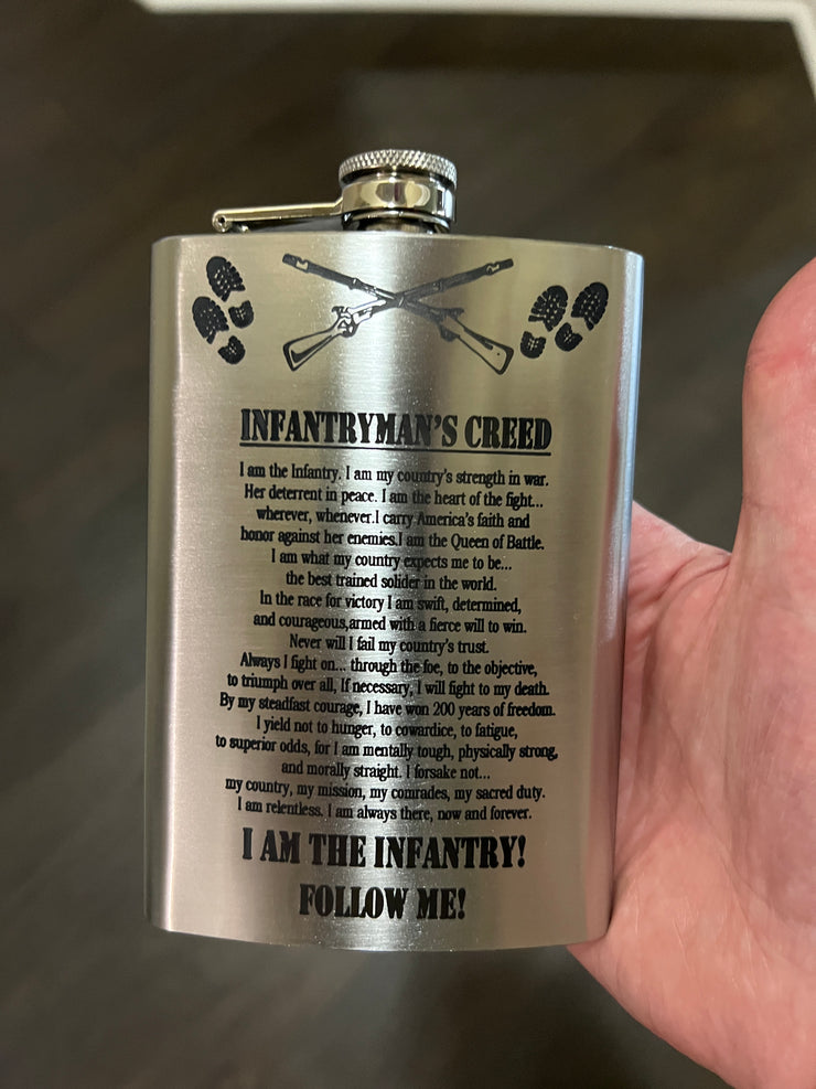 8oz Infantrymans Creed Stainless Steel Flask