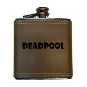 8OZ Deadpool Flask - BLACK, RED, STAINLESS, OR 6OZ LEATHER