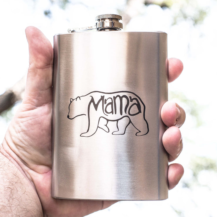 8oz Mama Bear Stainless Steel Flask