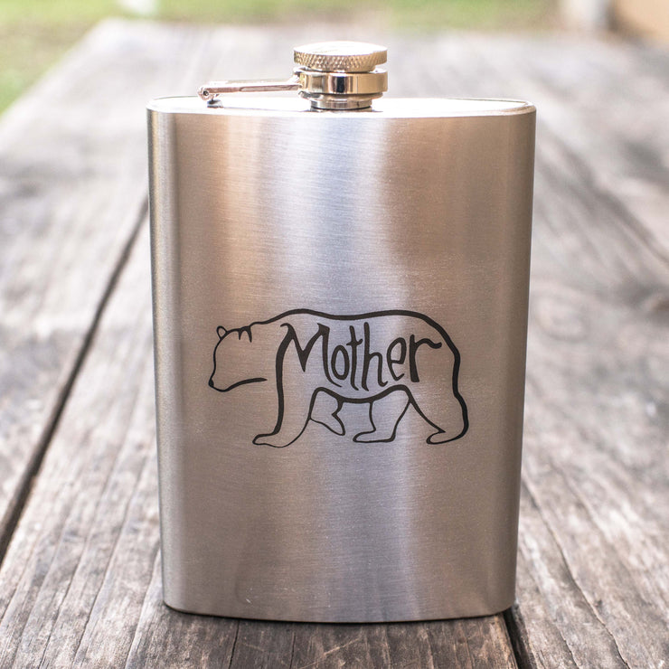 8oz Mother Bear Stainless Steel Flask