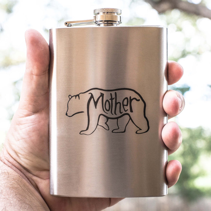 8oz Mother Bear Stainless Steel Flask