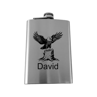 8oz - CUSTOM - PERSONALIZED - American Eagle on Stump
