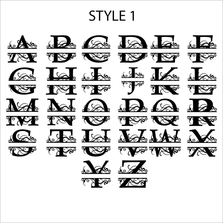 HipFlaskPlus split letter monogram Style 1 letter options chart