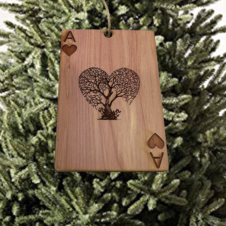 Ace of Hearts Card - Cedar Ornament