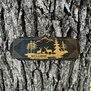 Art Deco Welcome Deer Scene - BLACK Sign 4x8