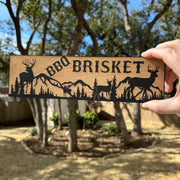 BBQ Brisket Deer Scene - BLACK Sign 4x12
