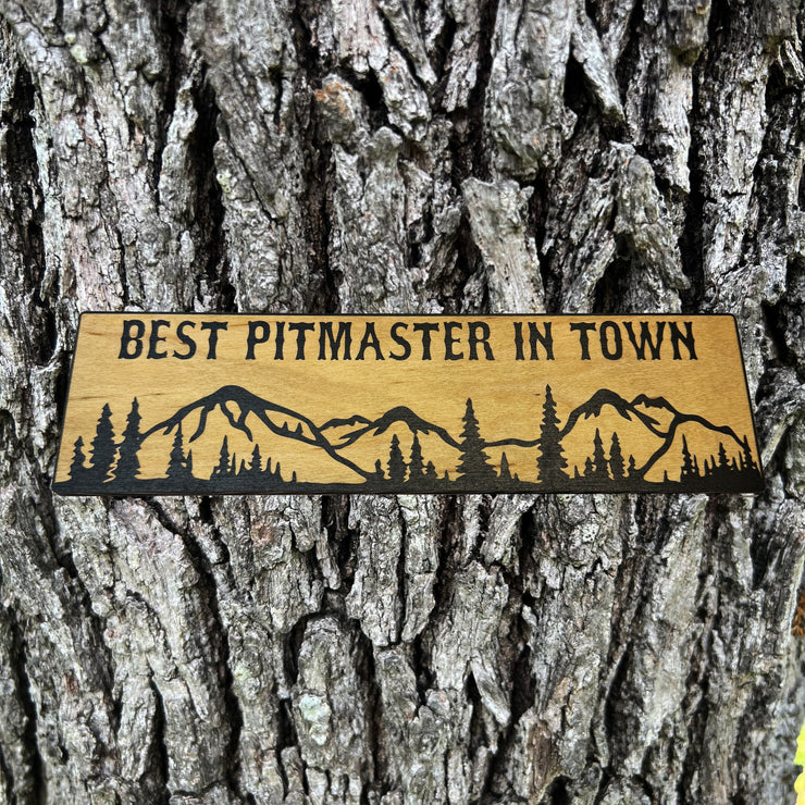 Best Pitmaster in Town Mountain Scene - BLACK Sign 4x12