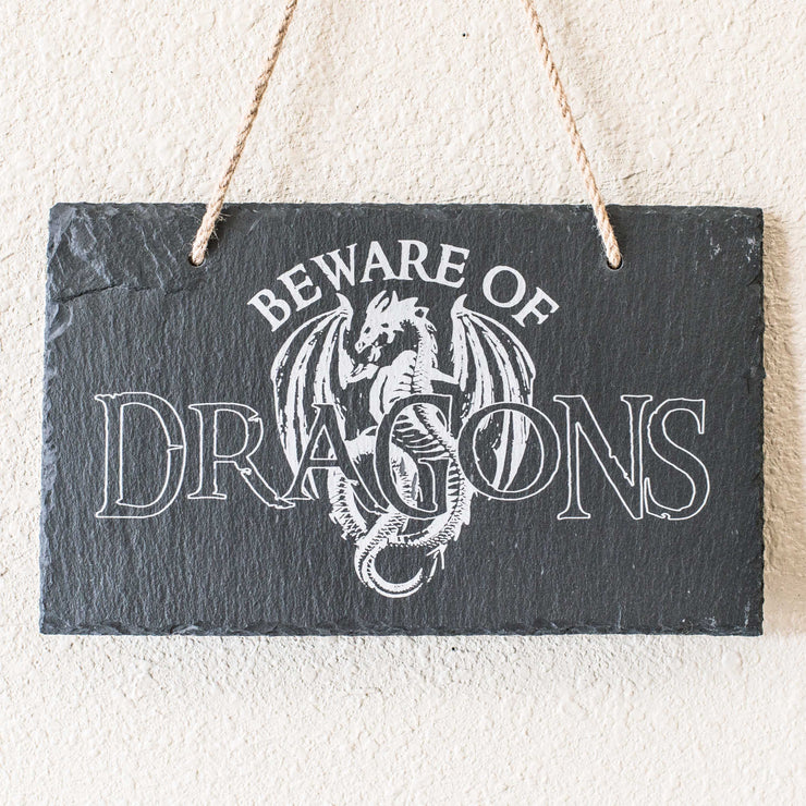 Sign - Slate - Beware of Dragons - 12x7in