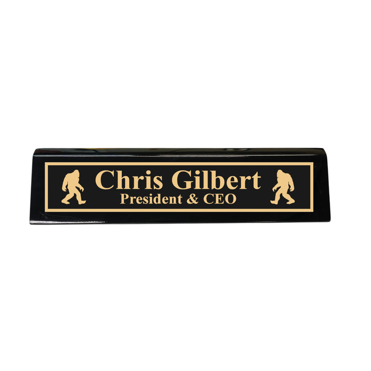 Desk Wedge Name Plate - PERSONALIZED - Bigfoot Sasquatch - 11 Inches
