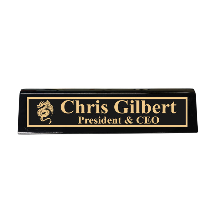 Desk Wedge Name Plate - PERSONALIZED - Flying Dragon - 11 Inches