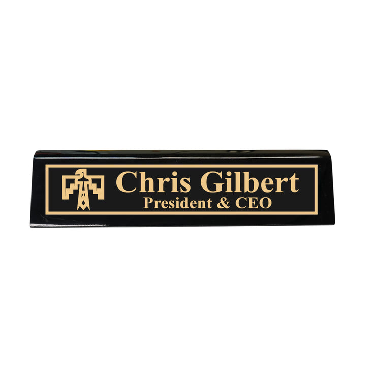 Desk Wedge Name Plate - PERSONALIZED - Thunderbird Native American - 11 Inches