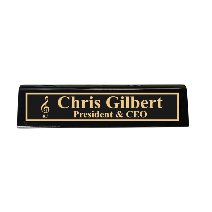 Desk Wedge Name Plate - PERSONALIZED - Treble Clef Music Note - 11 Inches