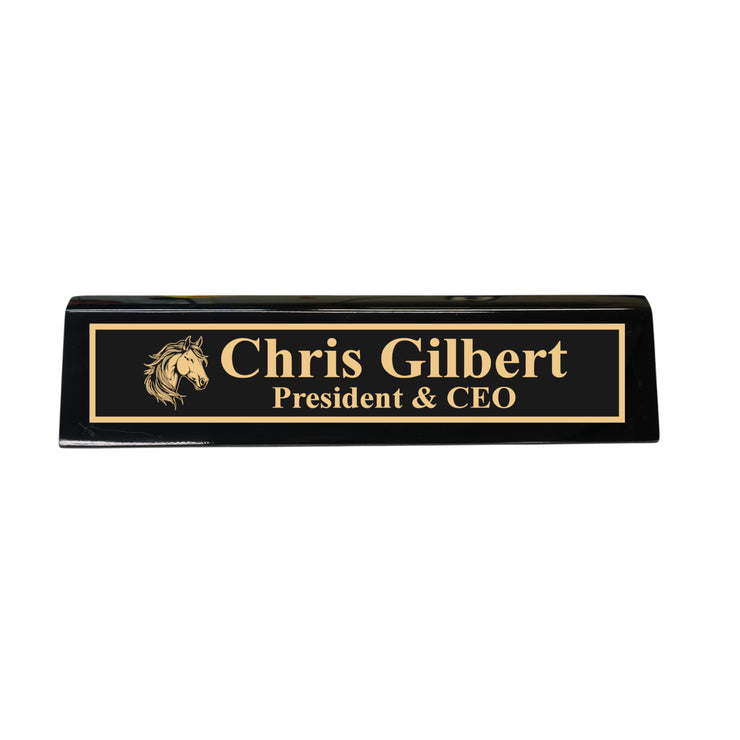 Desk Wedge Name Plate - PERSONALIZED - Horse - 11 Inches