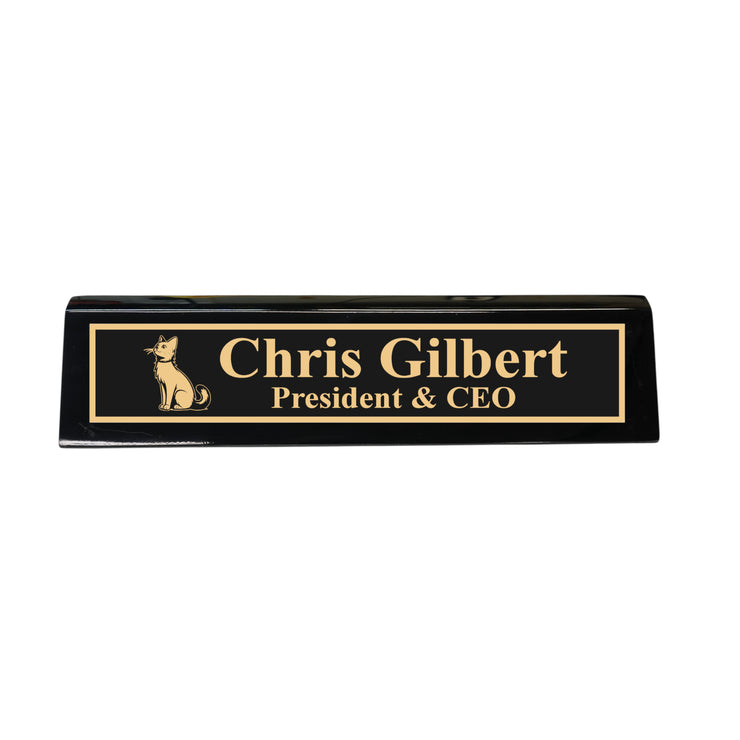 Desk Wedge Name Plate - PERSONALIZED - Cat - 11 Inches