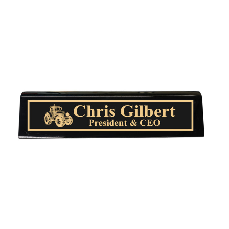 Desk Wedge Name Plate - PERSONALIZED - Tractor - 11 Inches