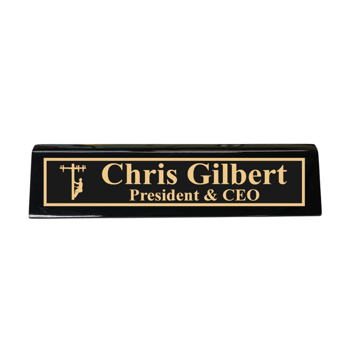 Desk Wedge Name Plate - PERSONALIZED - Lineman - 11 Inches