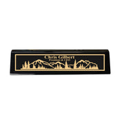 Desk Wedge Name Plate - PERSONALIZED - Mountain Scene - 11 Inches