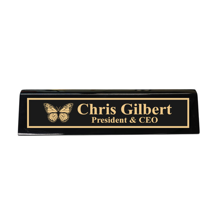 Desk Wedge Name Plate - PERSONALIZED - Butterfly - 11 Inches