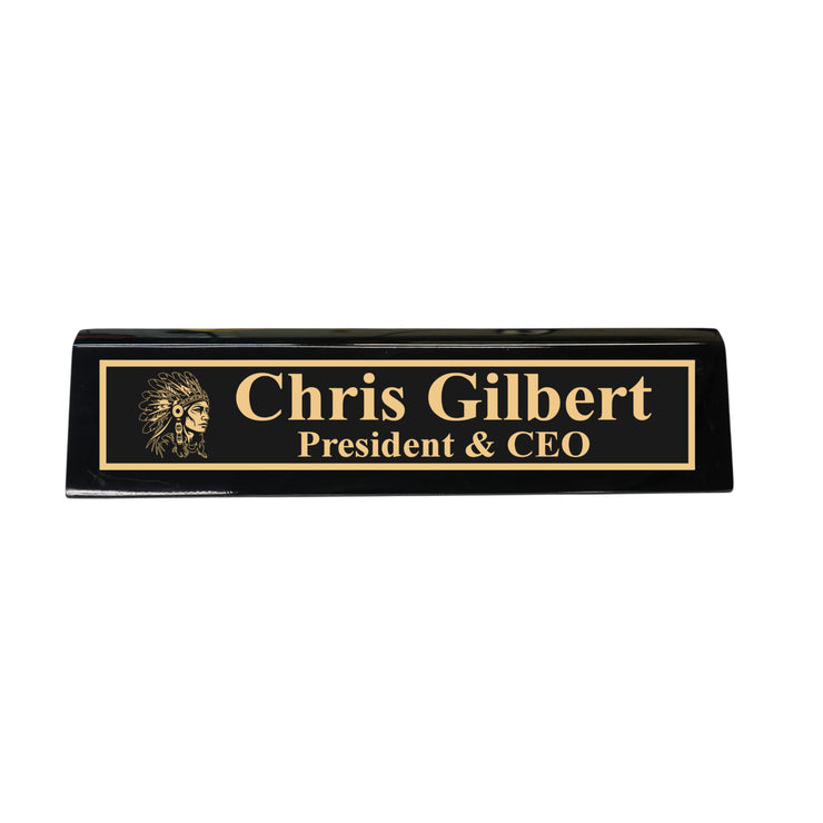 Desk Wedge Name Plate - PERSONALIZED - Indian Chief - 11 Inches