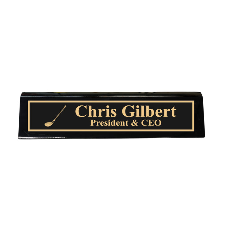 Desk Wedge Name Plate - PERSONALIZED - Golf - 11 Inches