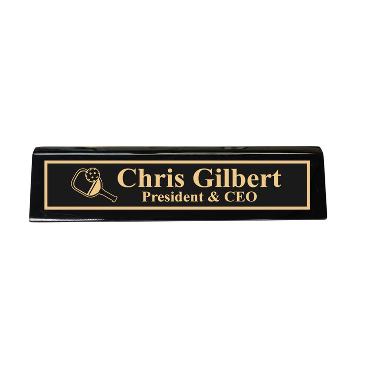 Desk Wedge Name Plate - PERSONALIZED - Pickleball - 11 Inches
