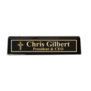 Desk Wedge Name Plate - PERSONALIZED - Cross - 11 Inches