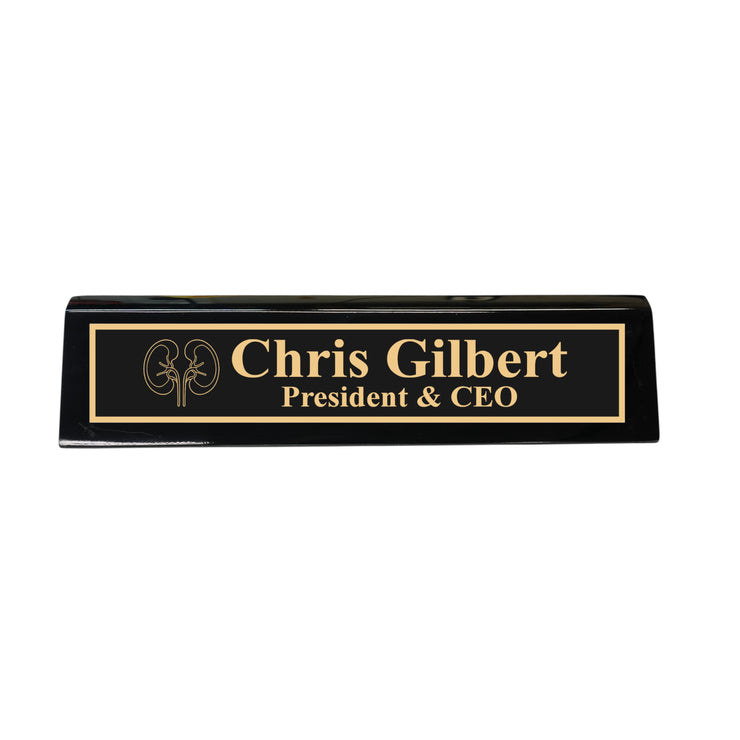 Desk Wedge Name Plate - PERSONALIZED - Kidney - 11 Inches