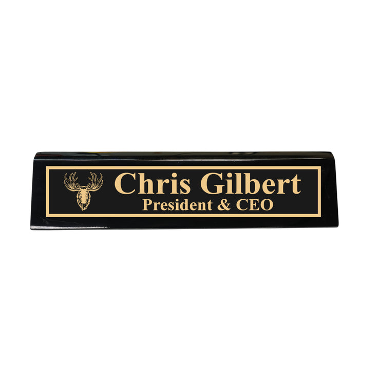 Desk Wedge Name Plate - PERSONALIZED - Moose - 11 Inches