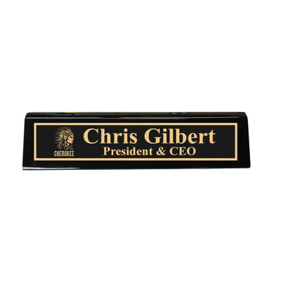 Desk Wedge Name Plate - PERSONALIZED - Cherokee Indian - 11 Inches