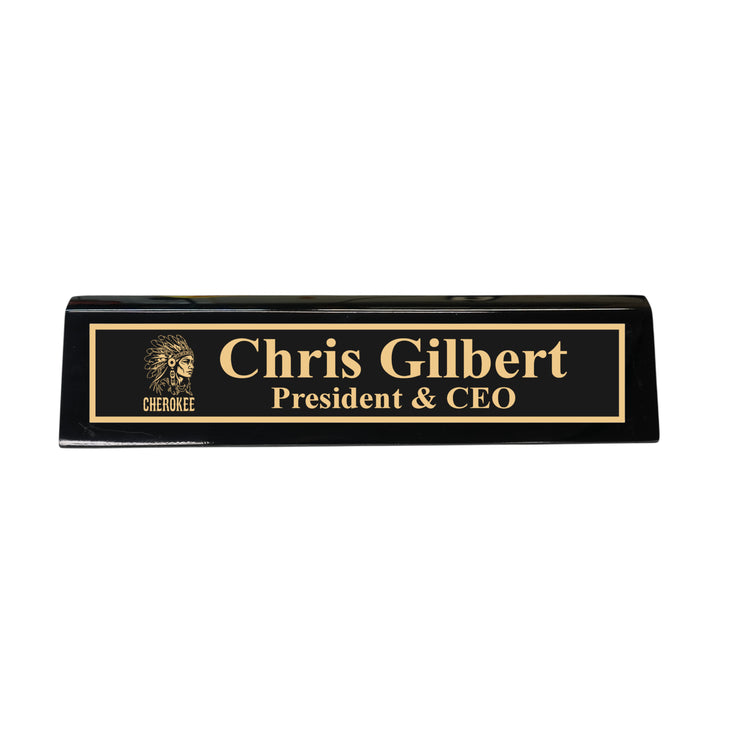 Desk Wedge Name Plate - PERSONALIZED - Cherokee Indian - 11 Inches