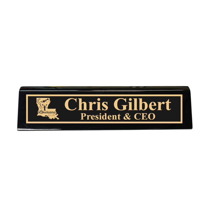 Desk Wedge Name Plate - PERSONALIZED - Louisiana - 11 Inches - Cajun