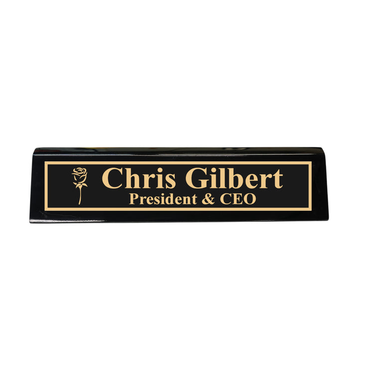Desk Wedge Name Plate - PERSONALIZED - Rose - 11 Inches