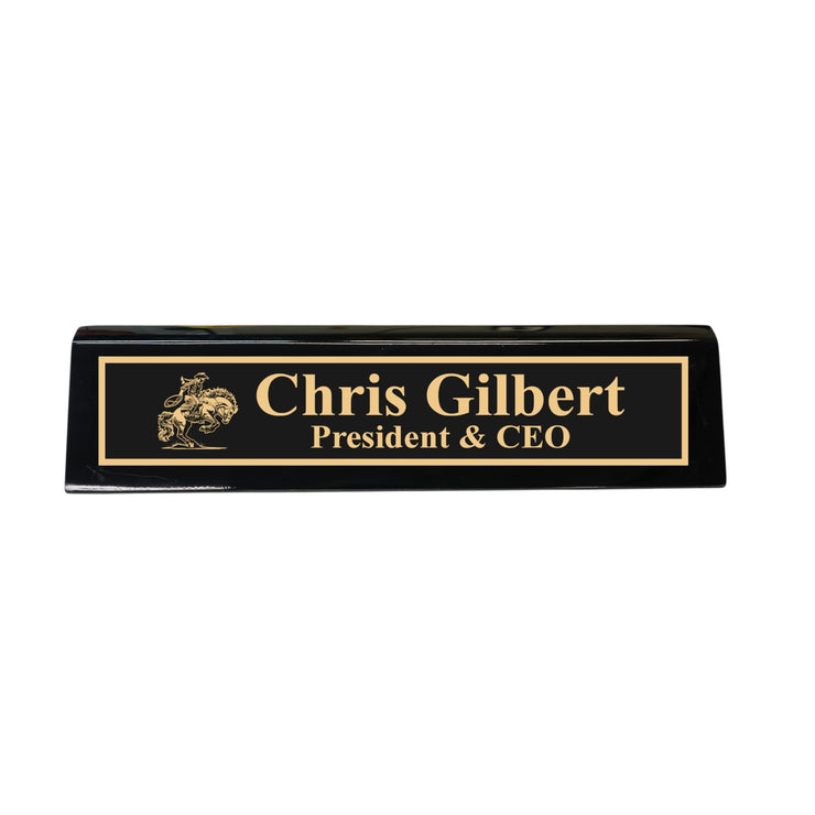 Desk Wedge Name Plate - PERSONALIZED - Bronco - 11 Inches
